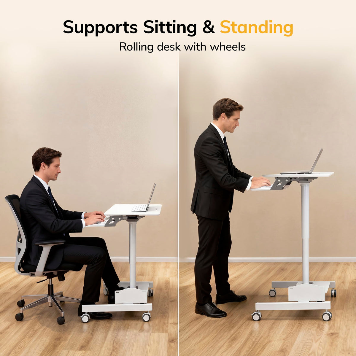 Mount-It! 28-Inch Height-Adjustable Rolling Computer Cart