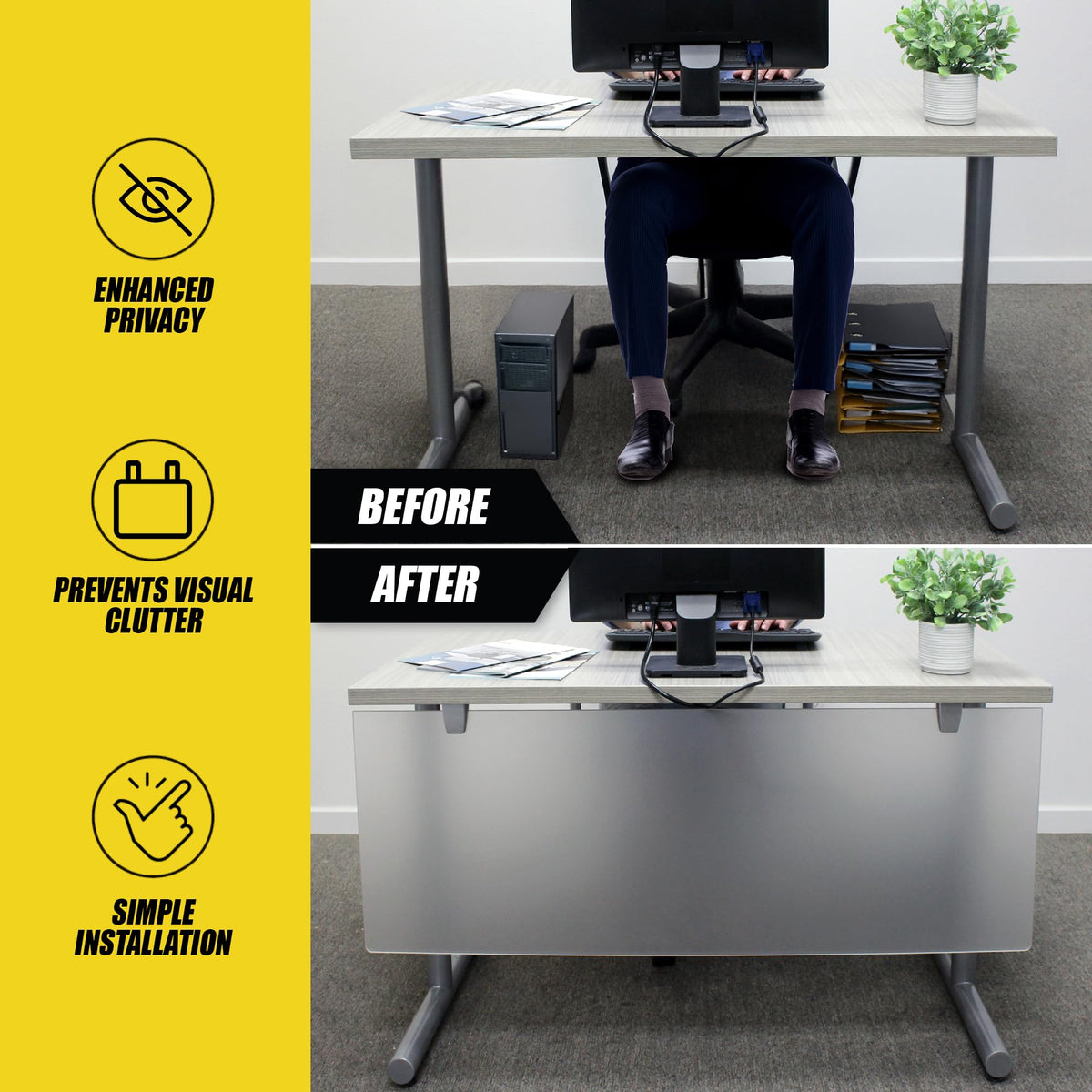 OBEX Table-Mounted Acrylic Desk Privacy & Modesty Panel