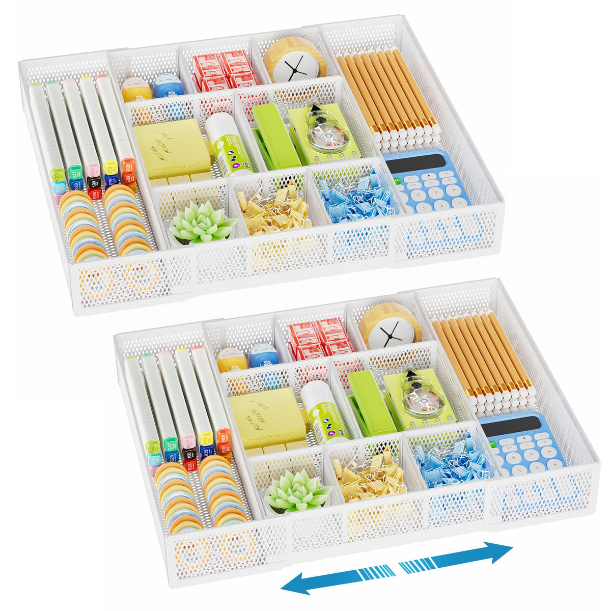 Marbrasse Expandable Desk Drawer Organizer with 10 Compartments