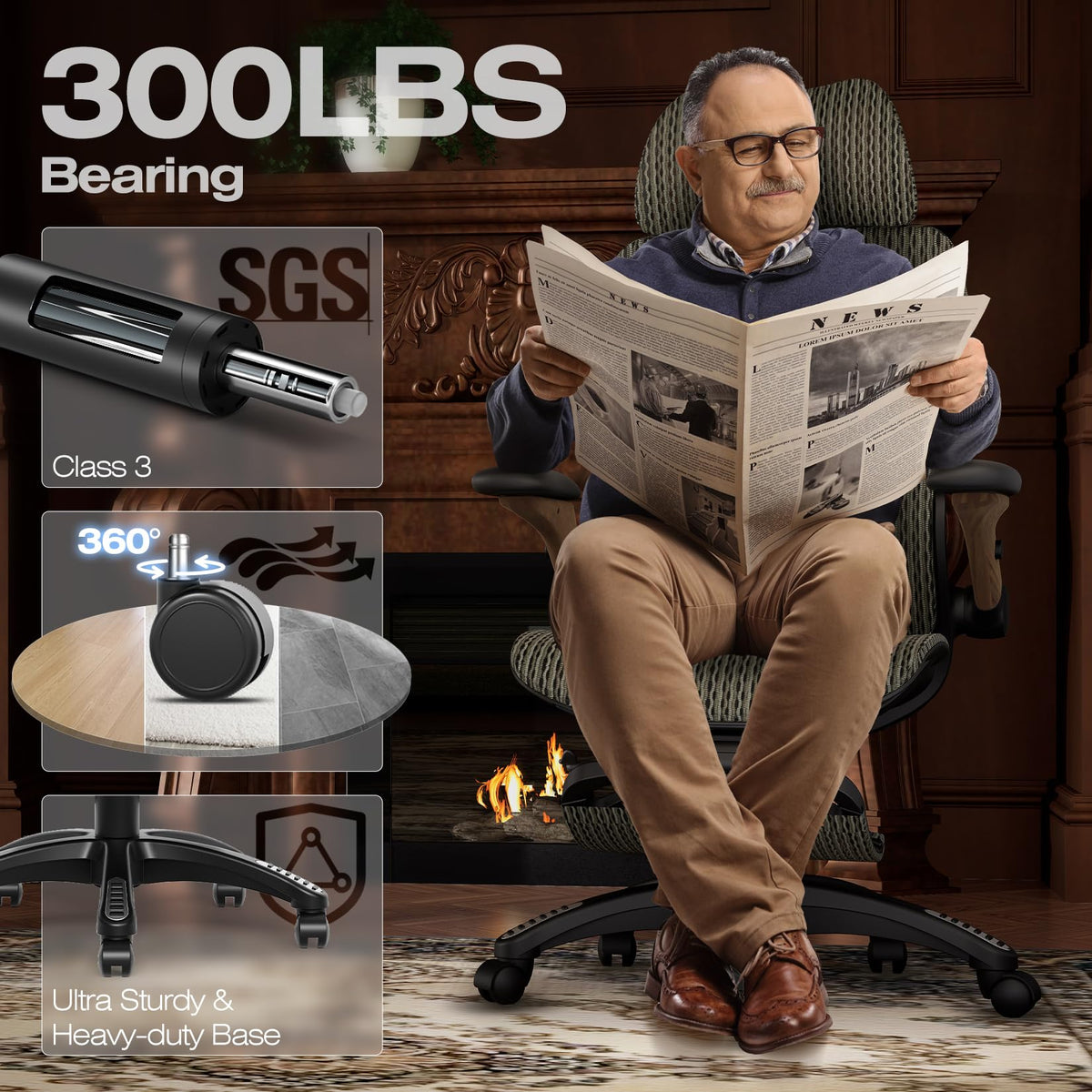 ELABEST X100 Ergonomic Mesh Office Chair with Footrest
