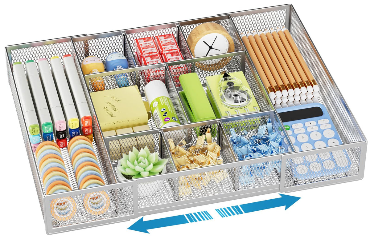 Marbrasse Expandable Desk Drawer Organizer with 10 Compartments