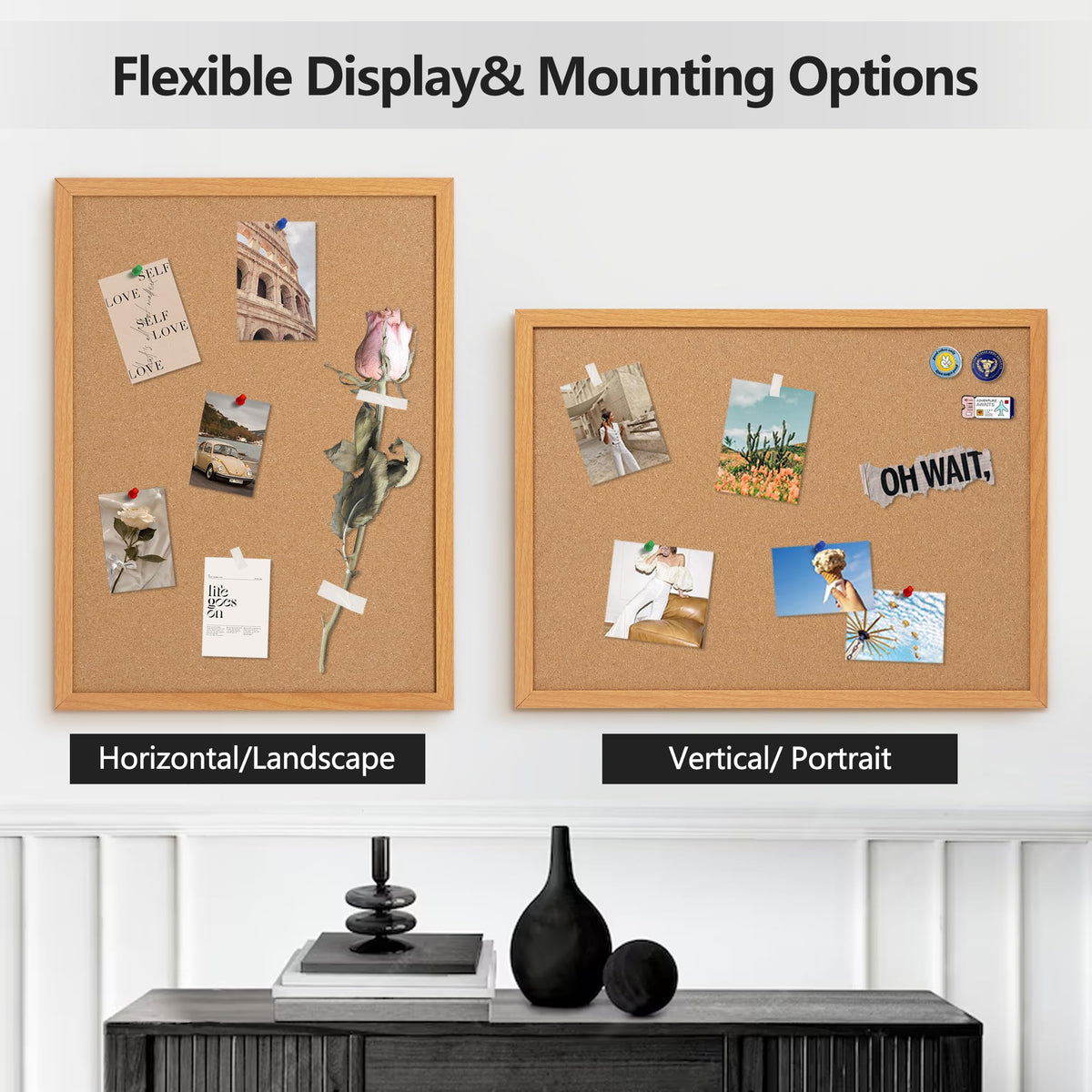 Framed Cork Bulletin Board for Home, School & Office