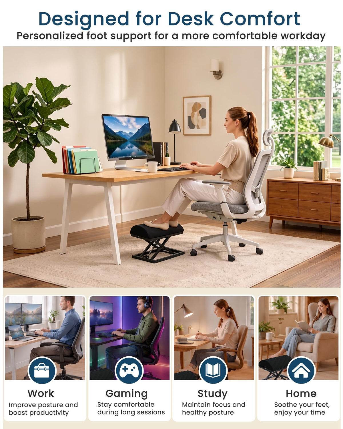 Wikabex Step-to-Adjust Footrest with Continuous Height Control
