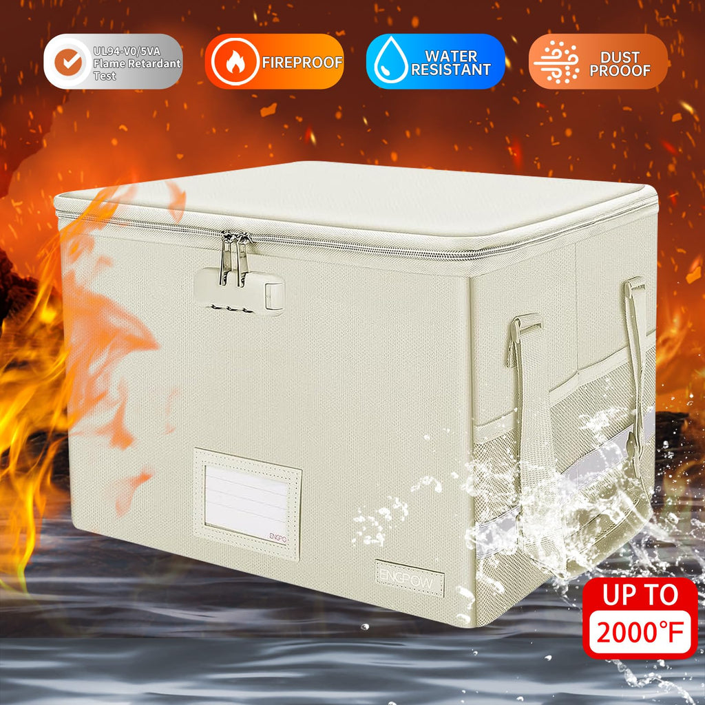 ENGPOW Fireproof File Storage Box with Lock for Office