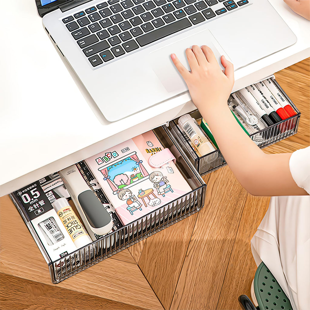 TooCust 2-Pack Slide-Out Under-Desk Drawers, Large & Medium