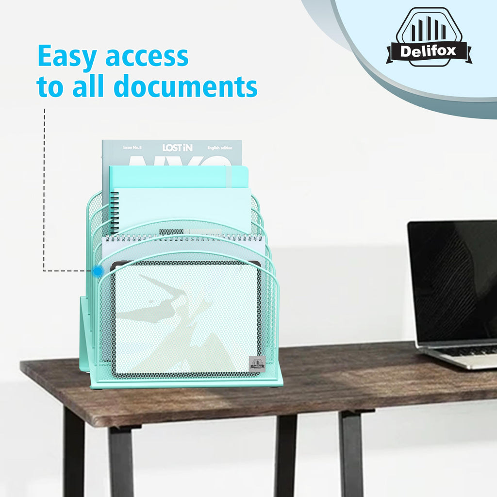 Delifox 5-Section Inclined Desktop File Organizer