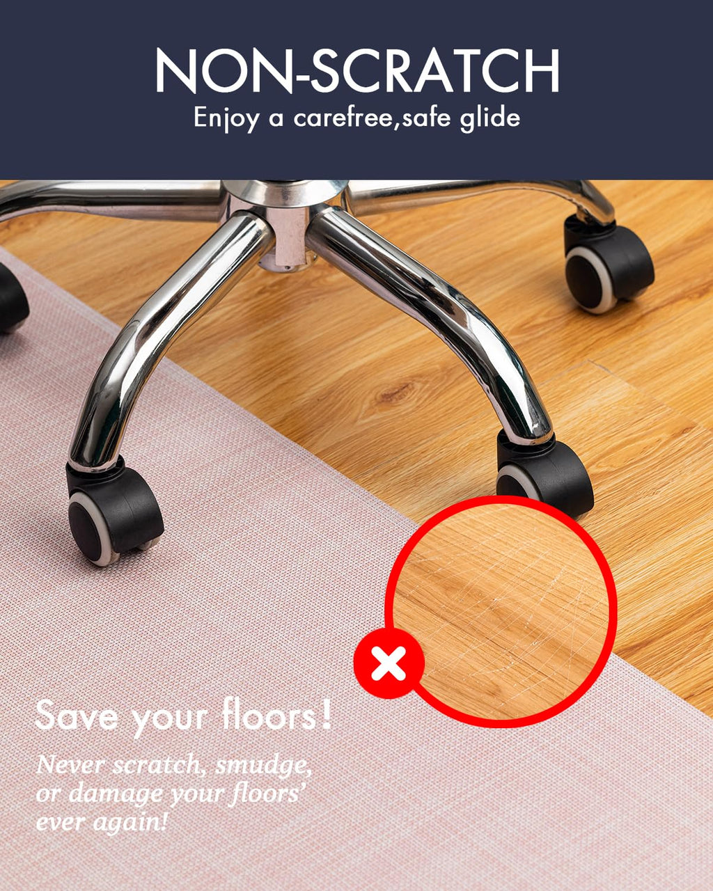 Heavy-Duty Non-Slip PVC Office Chair Mat for Hard Floors