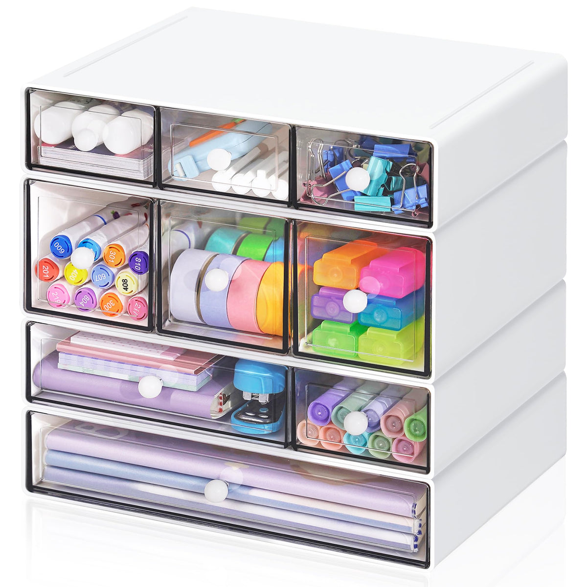 FODIENS 4-Tier Stackable Desktop Organizer with 9 Drawers