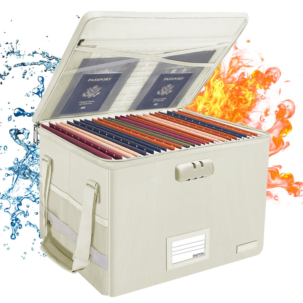 ENGPOW Fireproof File Storage Box with Lock for Office
