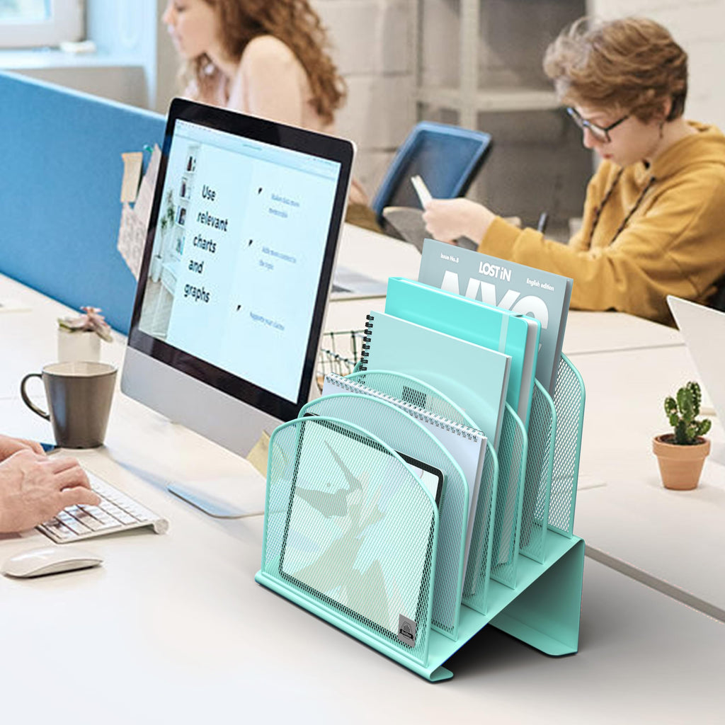 Delifox 5-Section Inclined Desktop File Organizer