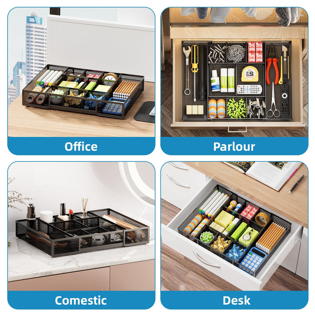 Marbrasse Expandable Desk Drawer Organizer with 10 Compartments