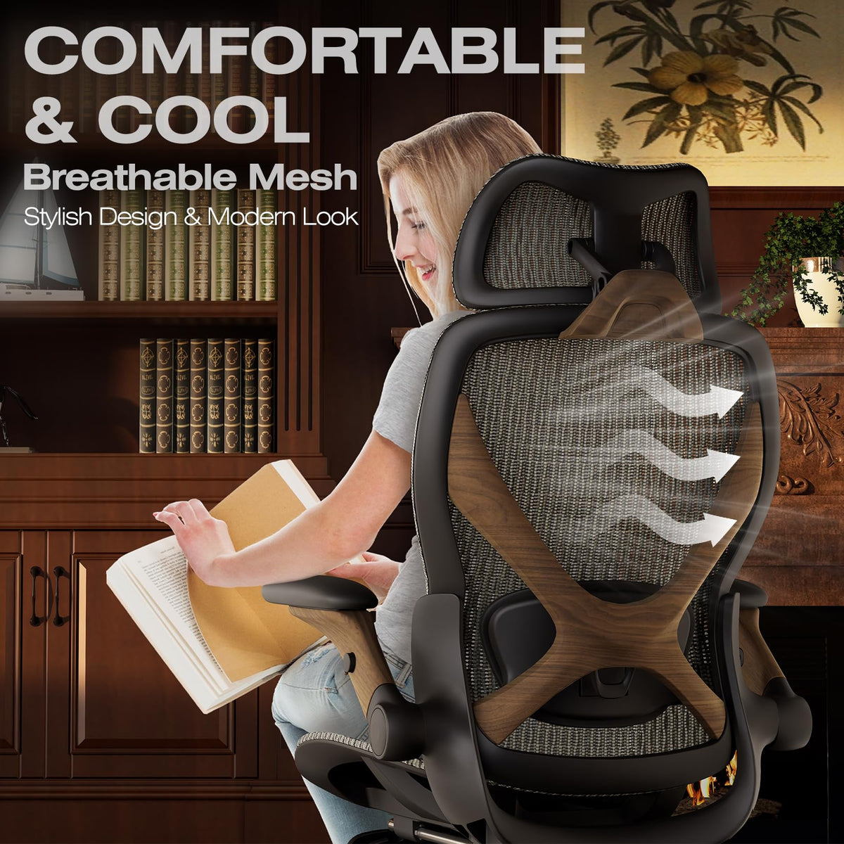 ELABEST X100 Ergonomic Mesh Office Chair with Footrest