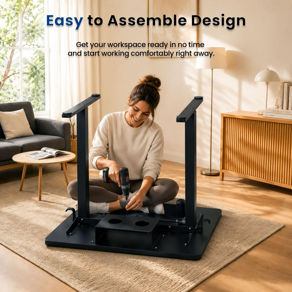 ExaDesk Height-Adjustable Standing Desk with Drawers