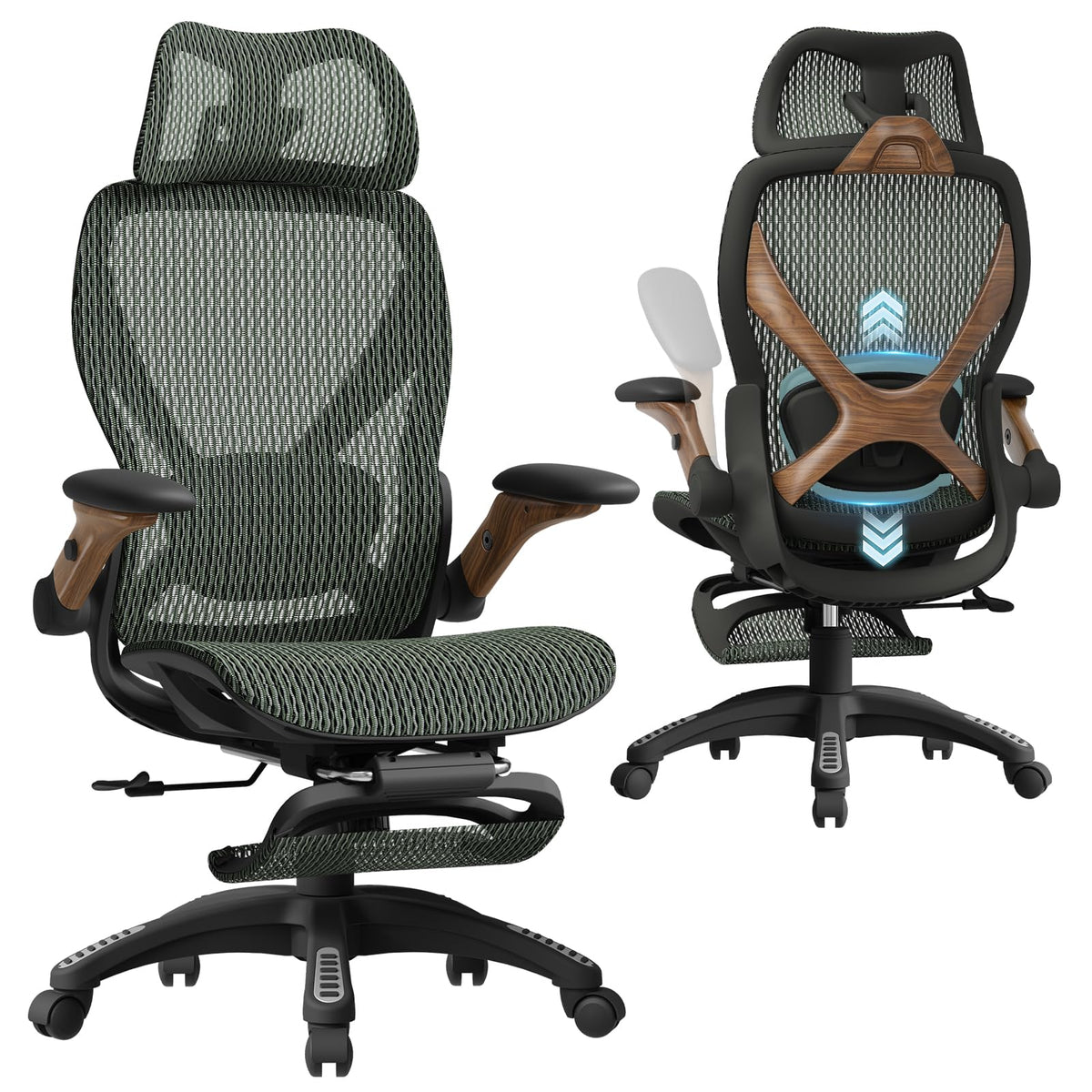 ELABEST X100 Ergonomic Mesh Office Chair with Footrest