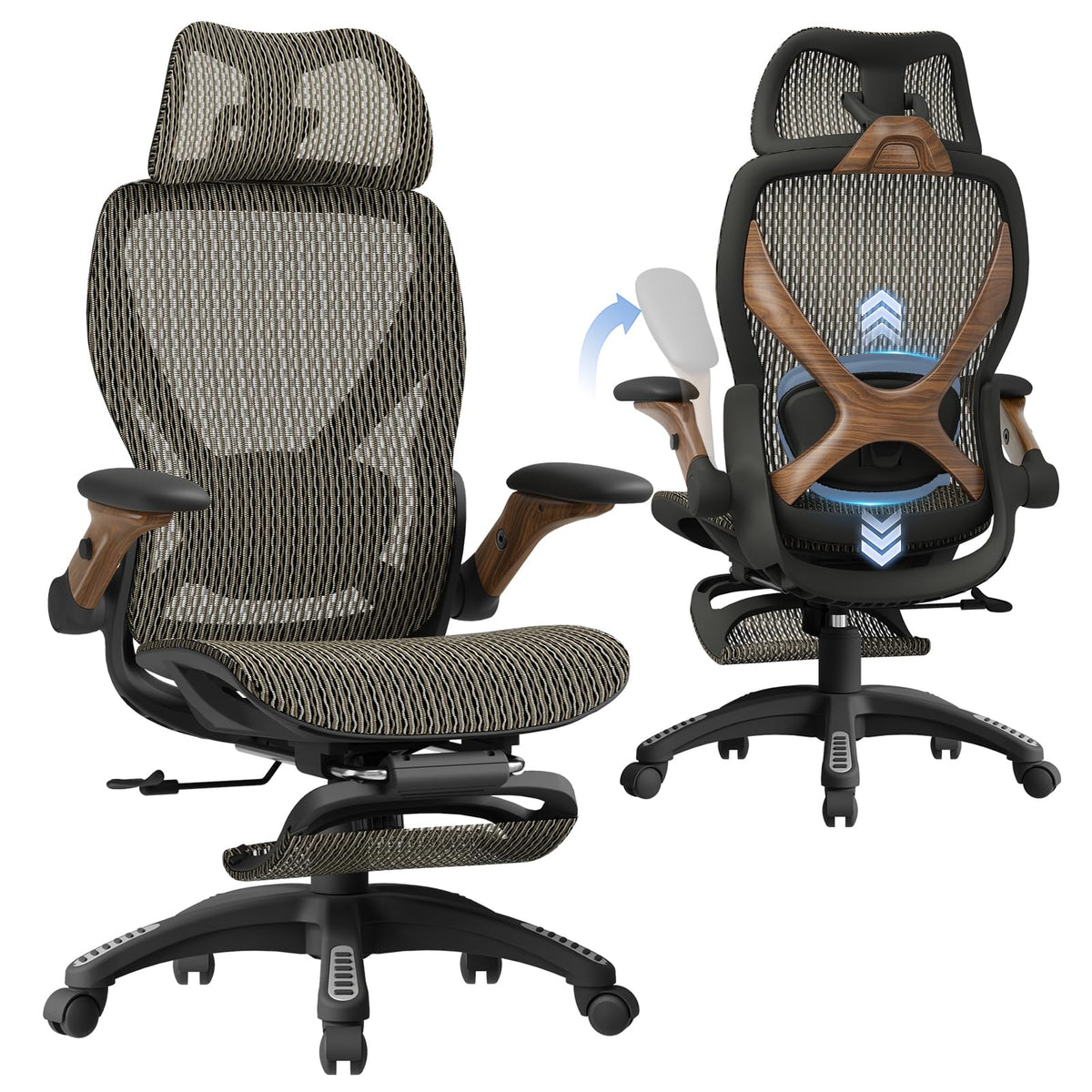 ELABEST X100 Ergonomic Mesh Office Chair with Footrest