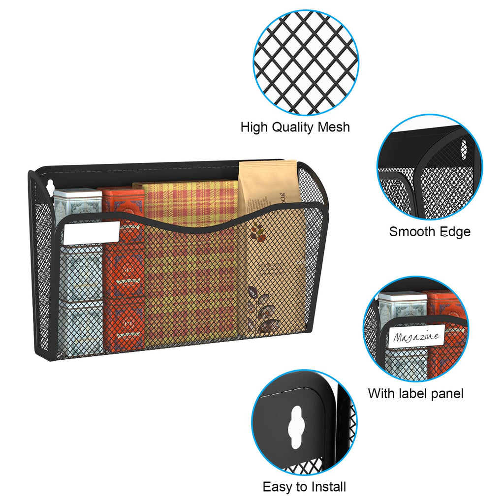 BOHDK Wall-Mounted Mesh File Organizer for Home Office