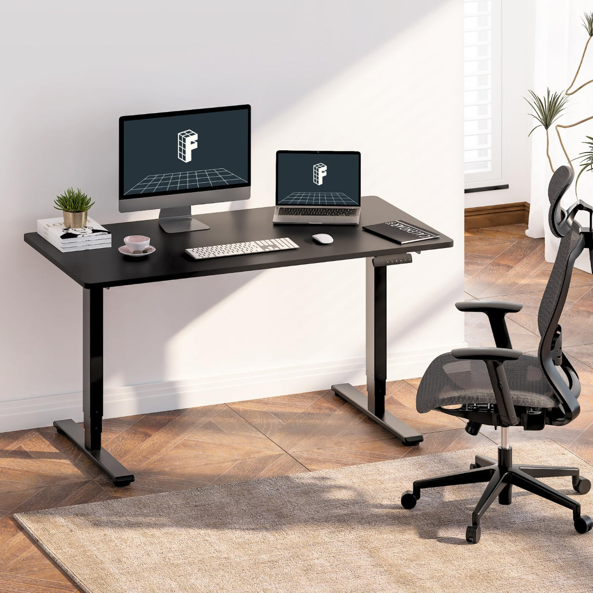 FLEXISPOT E6 3-Stage Dual Motor Electric Standing Desk Sit Stand Up Desk, Holds 220 lbs