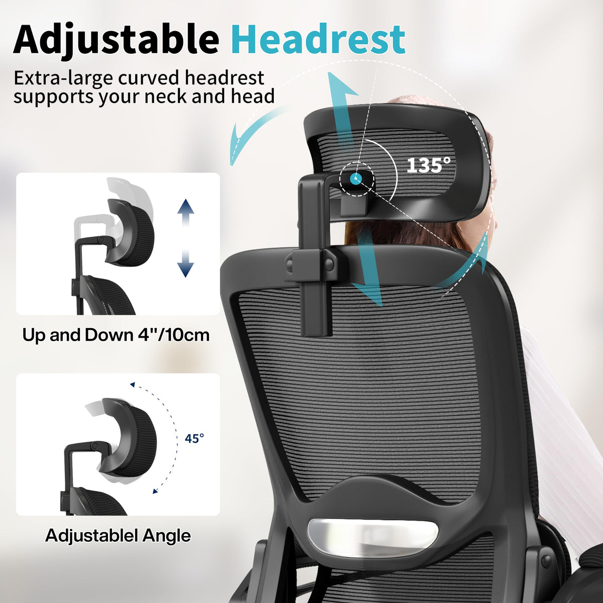 Nexthro 400 lb Ergonomic Mesh Office Chair with Headrest