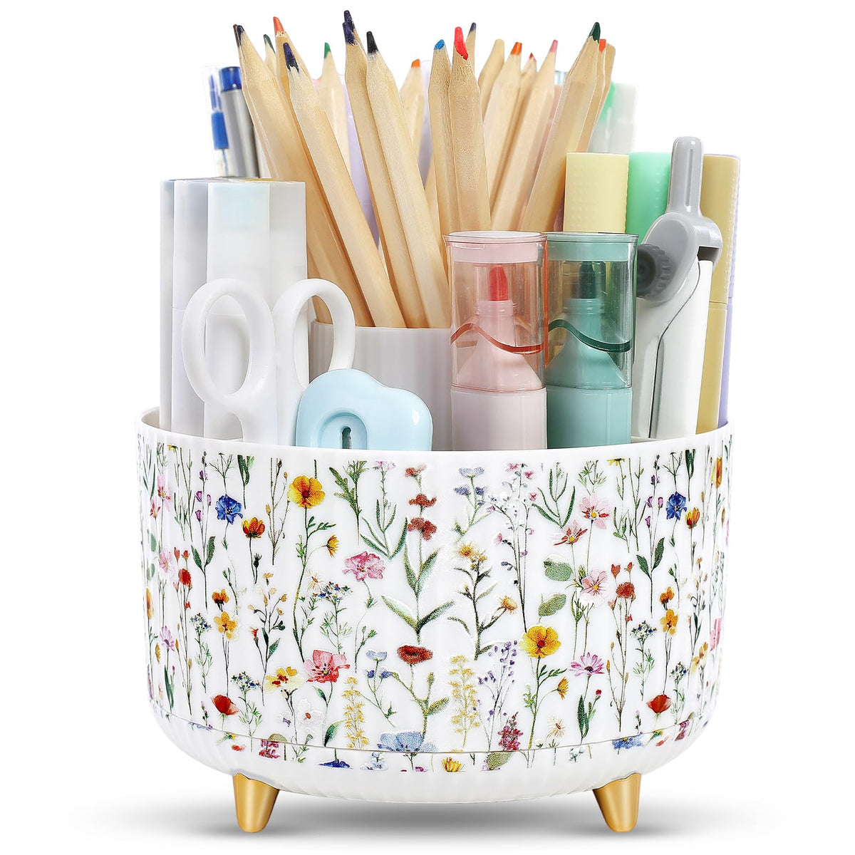 SKYDUE 5-Slot 360° Rotating Desktop Pen and Pencil Organizer