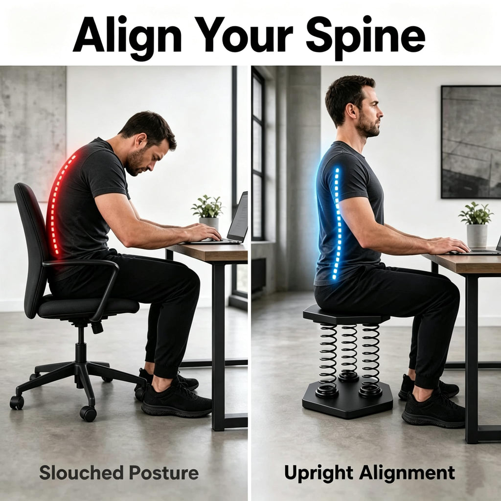 Deep Squat Stool with Springs, Active Sitting Chair for Posture Correction & Lower Back Support, Ergonomic Core & Glute Activation Balance Trainer, Pre-Assembled Stainless Steel Seat for Home, Office & Gym