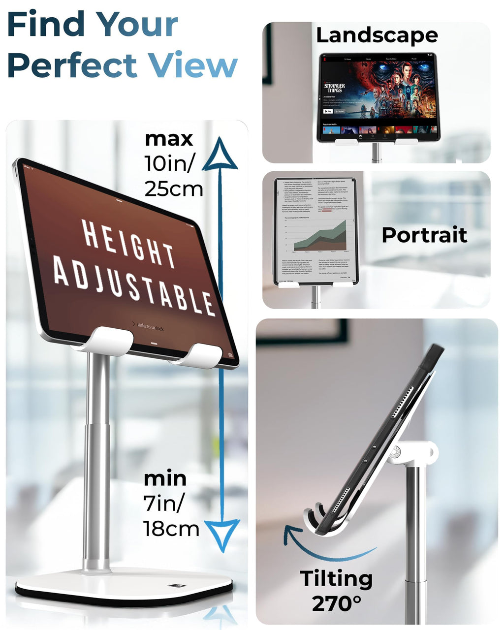COOPER TabHolder Adjustable Tablet Stand with 270° Tilt