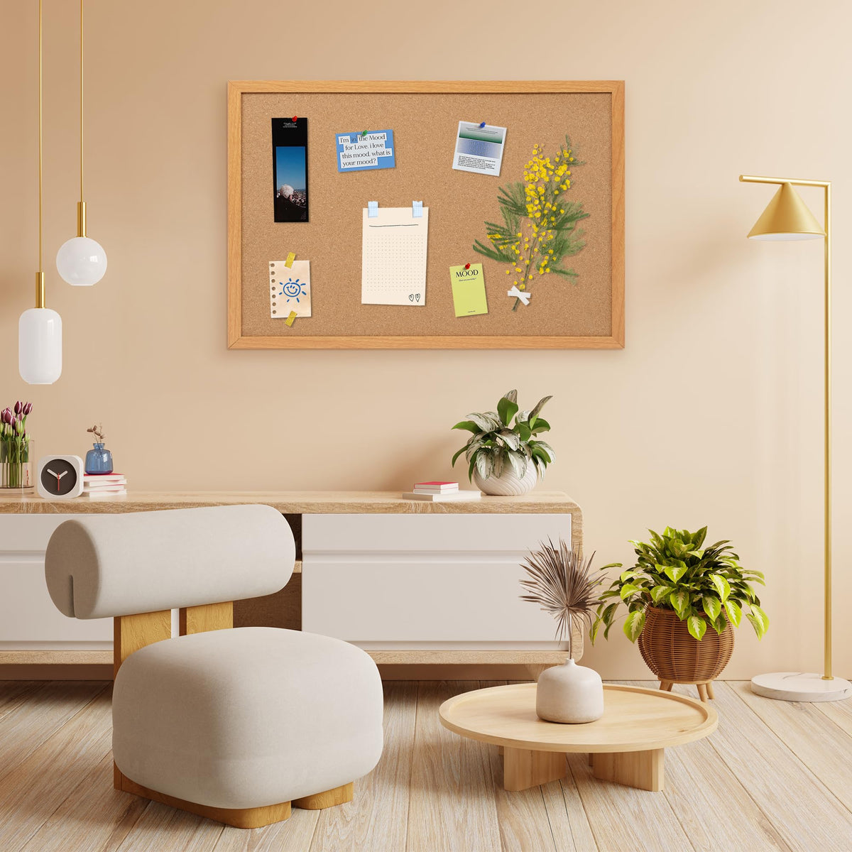 Framed Cork Bulletin Board for Home, School & Office