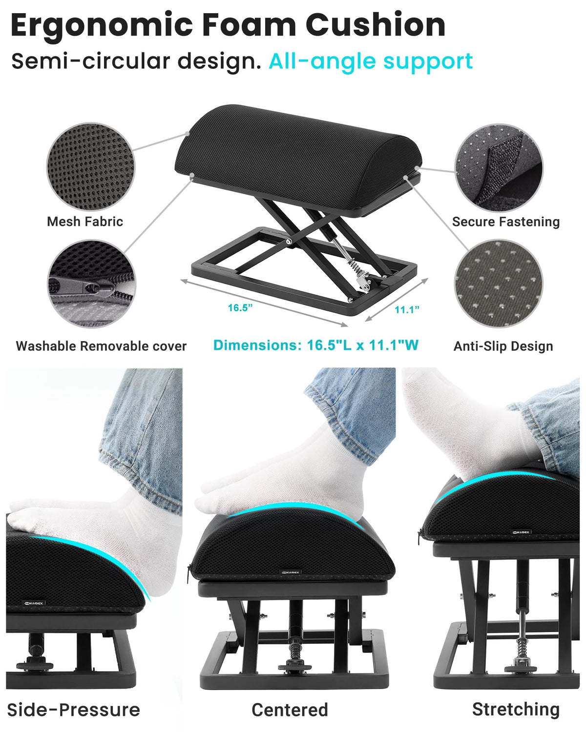 Wikabex Step-to-Adjust Footrest with Continuous Height Control