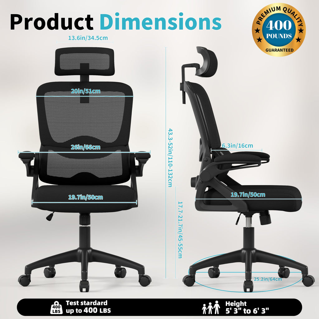 Nexthro 400 lb Ergonomic Mesh Office Chair with Headrest