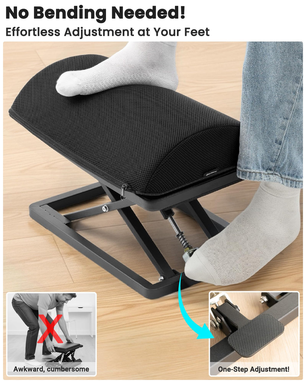 Wikabex Step-to-Adjust Footrest with Continuous Height Control