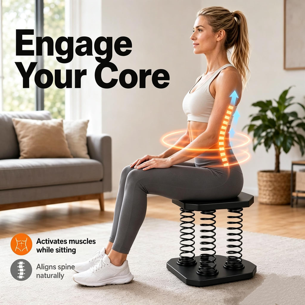 Deep Squat Stool with Springs, Active Sitting Chair for Posture Correction & Lower Back Support, Ergonomic Core & Glute Activation Balance Trainer, Pre-Assembled Stainless Steel Seat for Home, Office & Gym