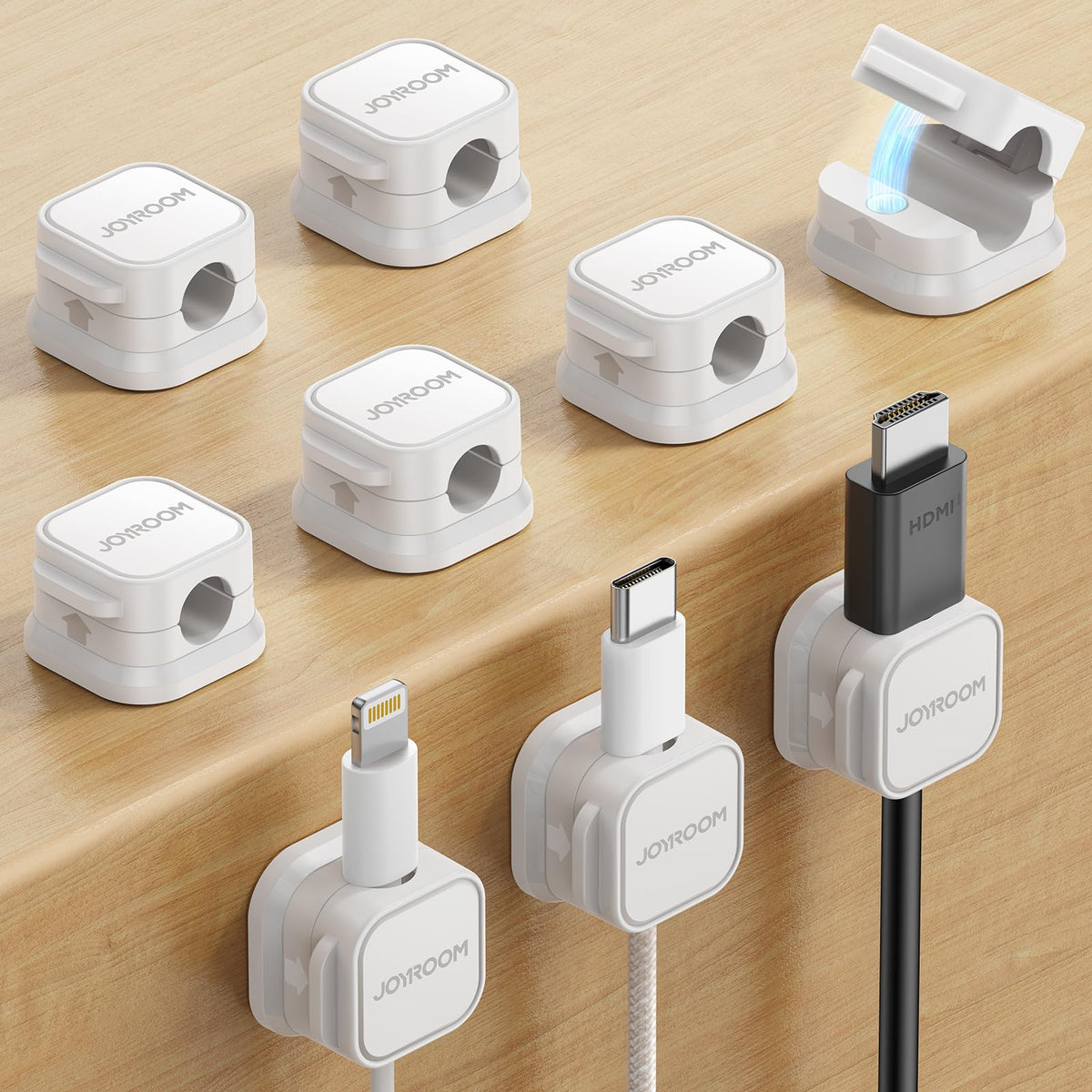 JOYROOM White Cord Organizer for Office Desk Cable Management