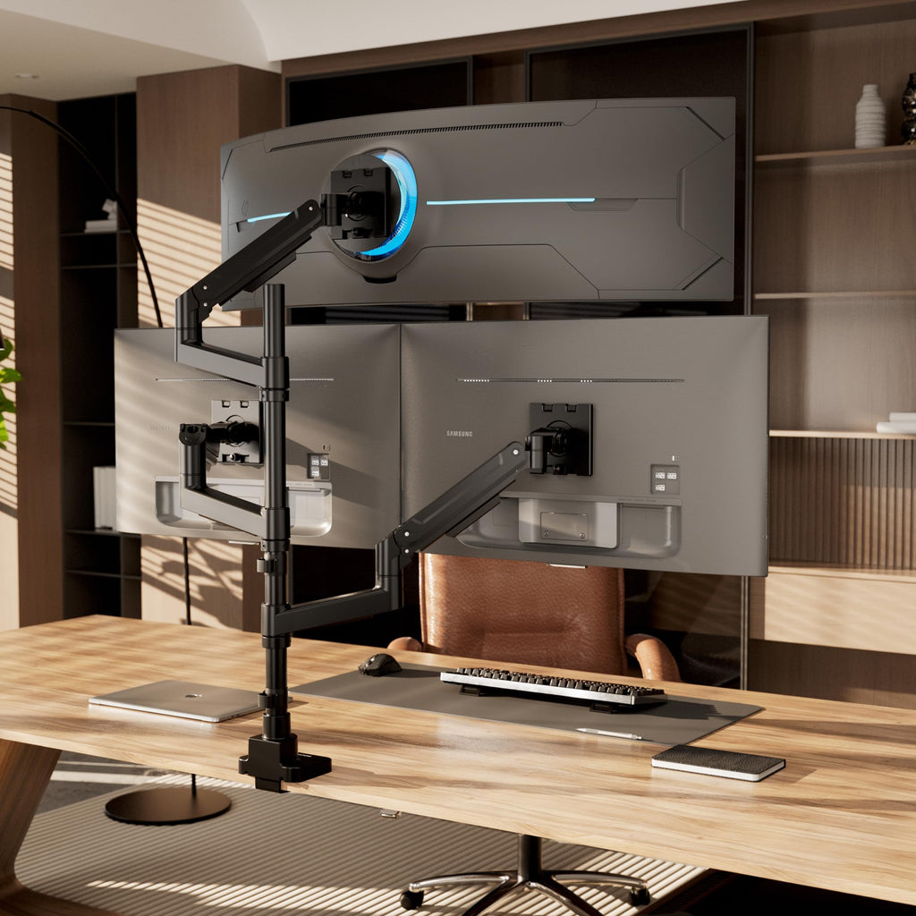 Mount-It! 2+1 Heavy-Duty Stacked Triple Monitor Mount