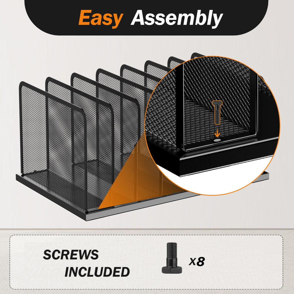 Kuntine.B Upright Mesh Desktop File Organizer for Office