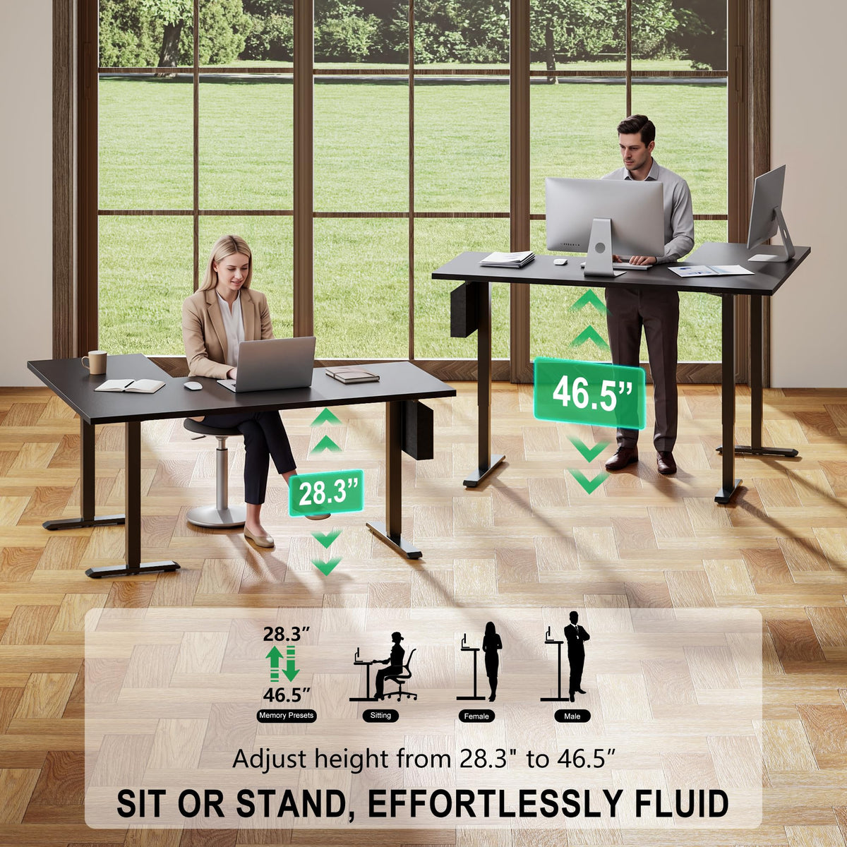 Korfile Standing Desk, Height Adjustable, Memory Presets
