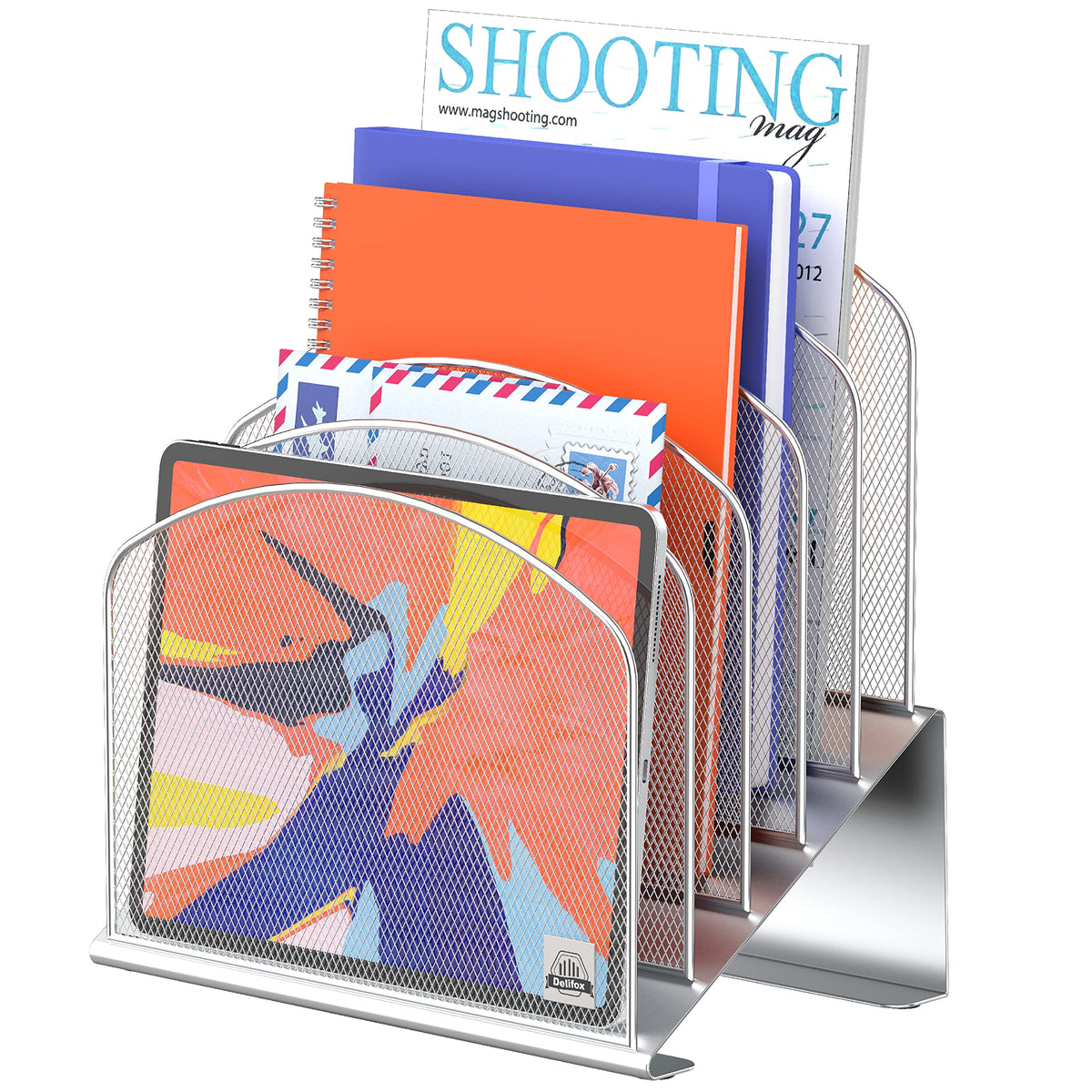 Delifox 5-Section Inclined Desktop File Organizer